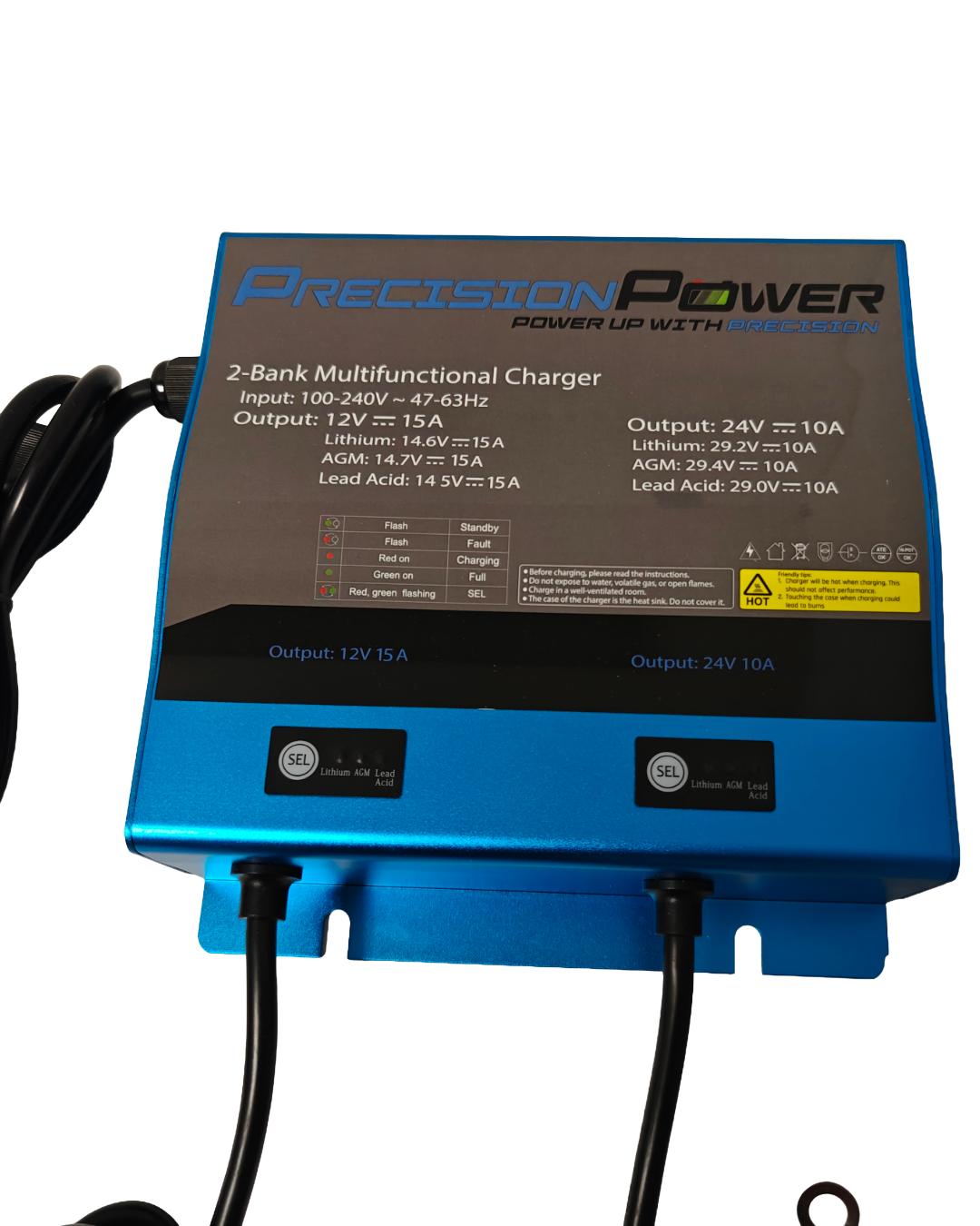 Precision Power 24V/10A 12V/15A 2-Channel Multifunctional Battery Charger