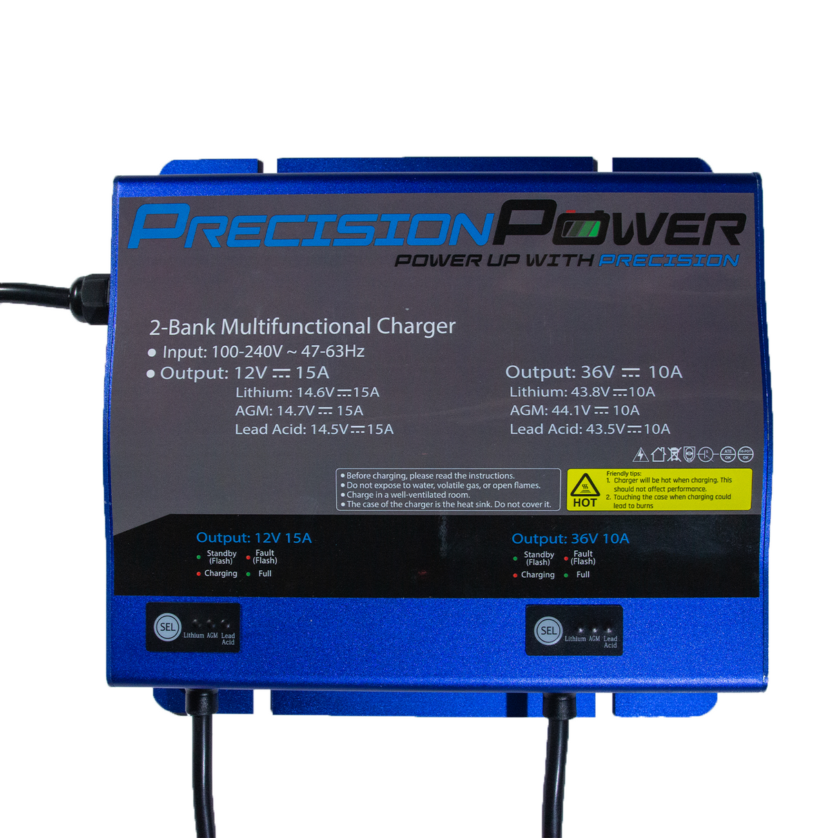 Precision Power 36V/10A 12V/15A 2-Channel Multifunctional Battery Charger